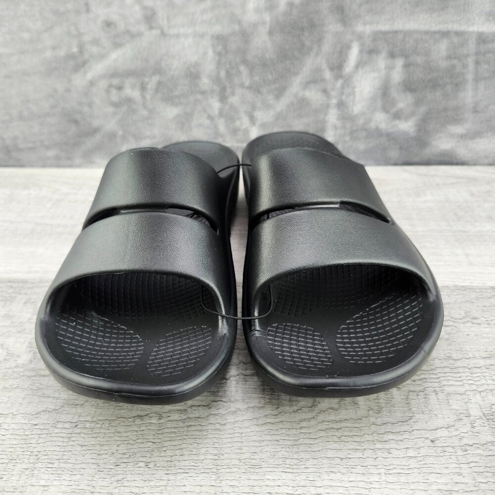OOFOS OOAHH Slide Impact Absorption Recovery Sandals, Size W10/M8 Black New - Picture 3 of 14